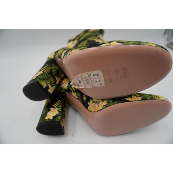 Gianvito Rossi Yellow/Green Floral Tropical Print Block Heel Ankle Boots Size 42 - Picture 7 of 11